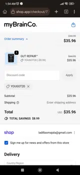 YOUGOT20 coupon verification screenshot