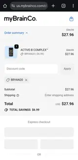 BRYAN20 coupon verification screenshot