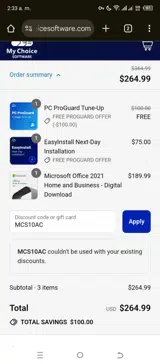 MCS10AC coupon verification screenshot