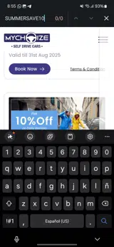 SUMMERSAVE10 coupon verification screenshot