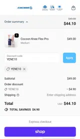 YENE10 coupon verification screenshot