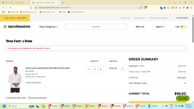 MyCubanStore.com checkout page showing MyCubanStore.com coupon code box | Screenshot taken by SimplyCodes community member on Apr 5, 2025