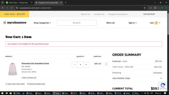MyCubanStore.com checkout page showing MyCubanStore.com coupon code box | Screenshot taken by SimplyCodes community member on Mar 19, 2025