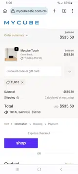 TLG10 coupon verification screenshot