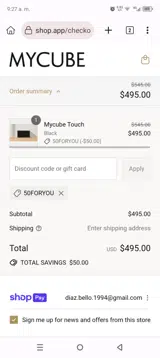 50FORYOU coupon verification screenshot
