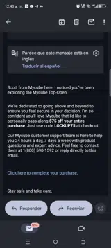 LOCKUP75 coupon verification screenshot