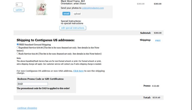 myDaVinci.com checkout page showing myDaVinci.com promo code box | Screenshot taken by SimplyCodes community member on Aug 11, 2025