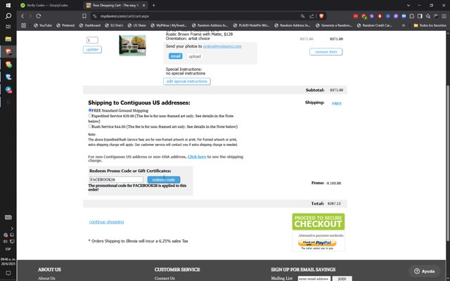myDaVinci.com checkout page showing myDaVinci.com promo code box | Screenshot taken by SimplyCodes community member on Jun 20, 2025