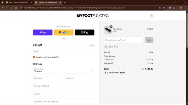 My Foot Function checkout page showing My Foot Function discount code box | Screenshot taken by SimplyCodes community member on Sep 9, 2025