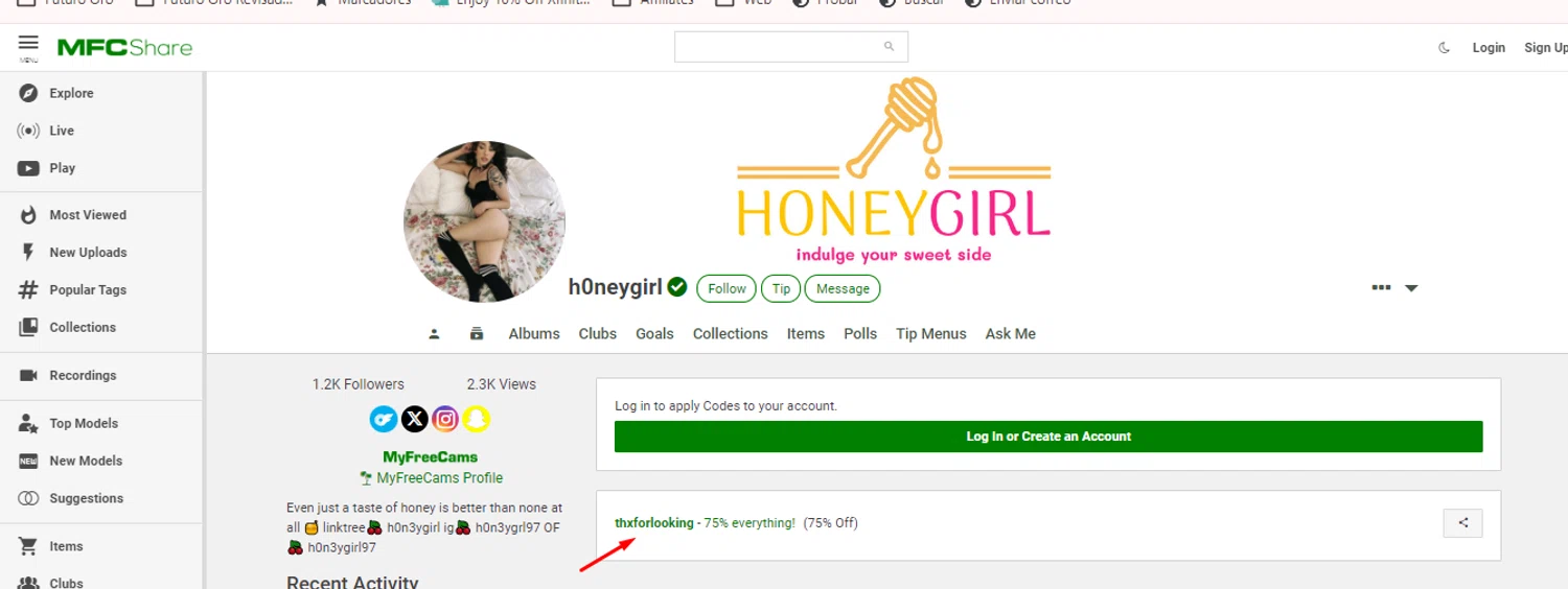 MyFreeCams promo code screenshot showing code thxforlooking applied at MyFreeCams checkout page. Uploaded by SimplyCodes community member carlosrivero on Jul 19, 2025