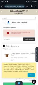 BLACKF15 coupon verification screenshot