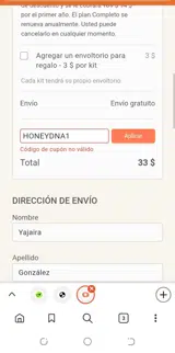 HONEYDNA1 coupon verification screenshot