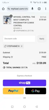 MYHIXEL coupon verification screenshot