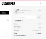 CHARMS20 coupon verification screenshot