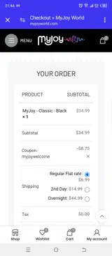 MYJOYWELCOME coupon verification screenshot