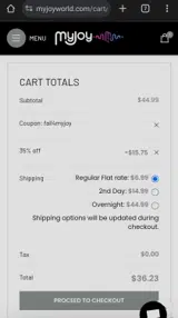 FALL4MYJOY coupon verification screenshot