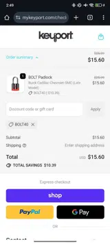 BOLT40 coupon verification screenshot