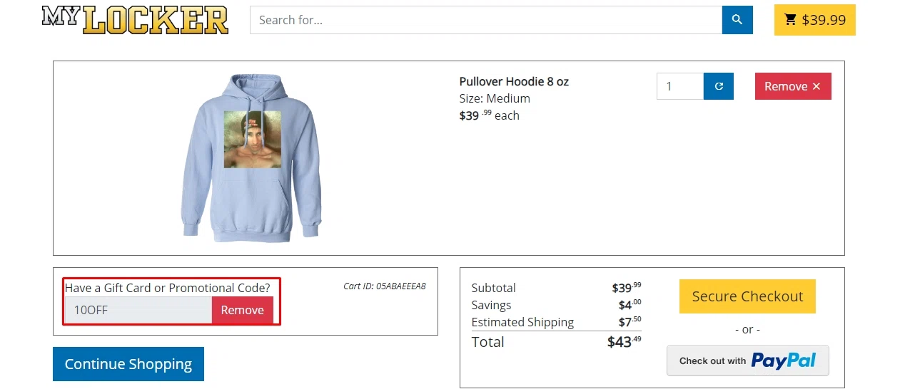 where to use My Locker promo code box