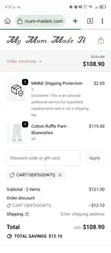 My Mum Made It coupon verification screenshot