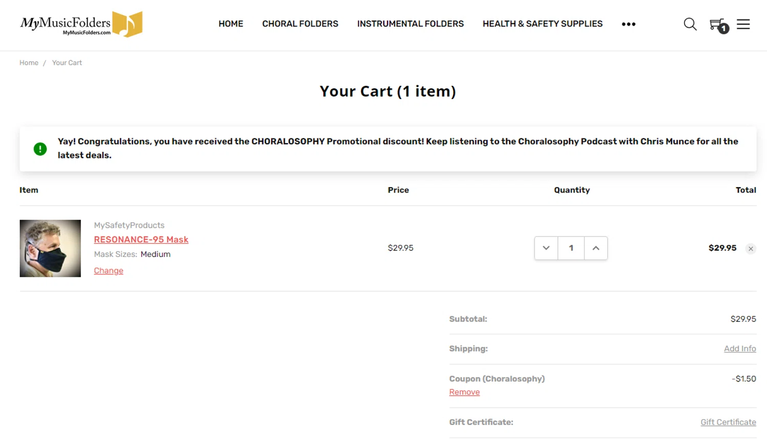 where to use My Music Folders promo code box