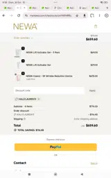 NEWA coupon verification screenshot