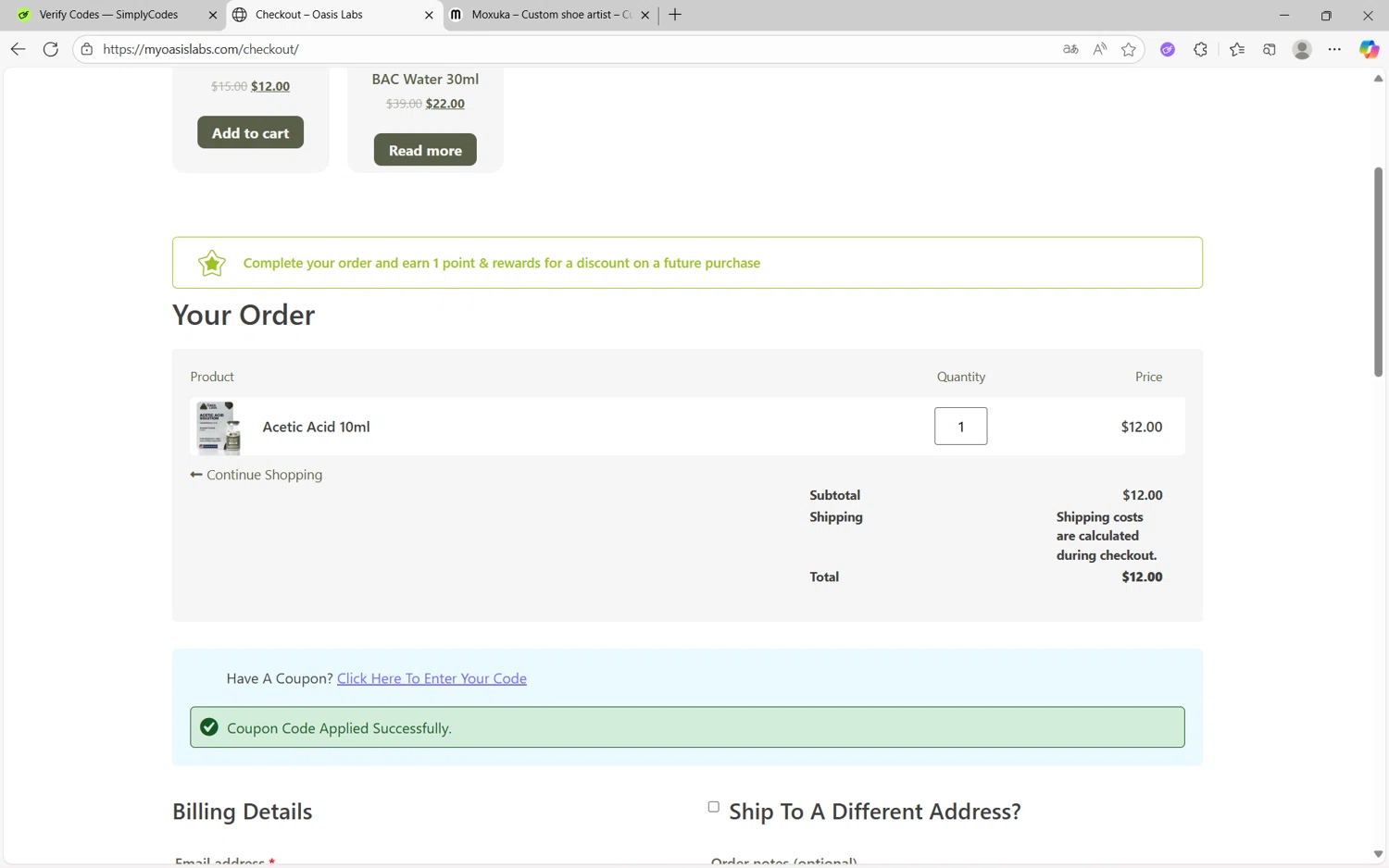 My Oasis Labs promo code screenshot showing code CART15 applied at My Oasis Labs checkout page. Uploaded by SimplyCodes community member frijolito on Sep 19, 2025