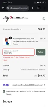 NEXTDAY coupon verification screenshot