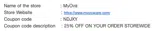 MyOva coupon verification screenshot