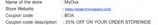 MyOva coupon verification screenshot