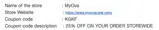 MyOva coupon verification screenshot