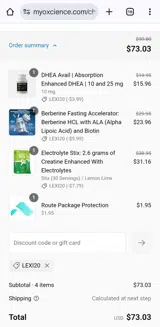 Lexi20 coupon verification screenshot