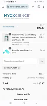 CREAPURE17 coupon verification screenshot