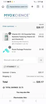 VITAMIND17 coupon verification screenshot