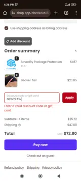 NEW2RAW coupon verification screenshot