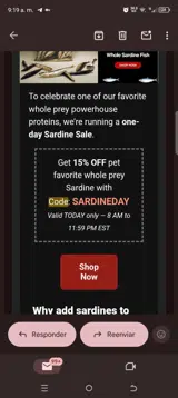 SARDINEDAY coupon verification screenshot