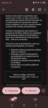SCOUT40 coupon verification screenshot