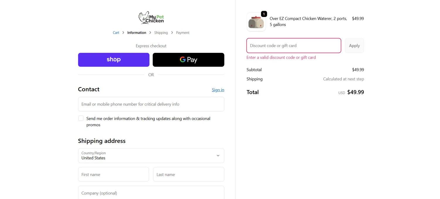 My Pet Chicken discount code screenshot showing code RWB200 applied at My Pet Chicken checkout page. Uploaded by SimplyCodes community member Emmanuelyayajuu on Sep 25, 2025