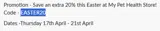 EASTER20 coupon verification screenshot