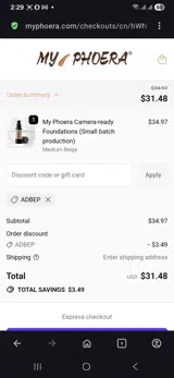 ADBEP coupon verification screenshot