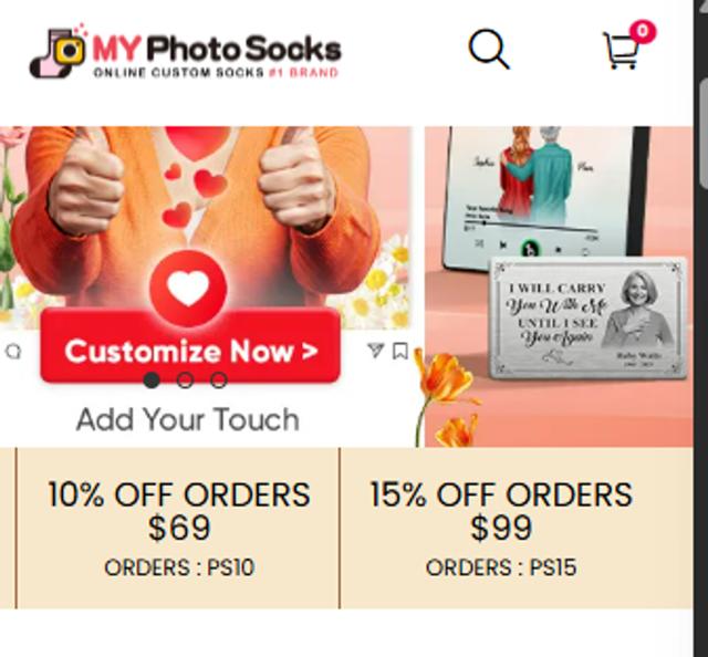 My Photo Socks checkout page showing My Photo Socks promo code box | Screenshot taken by SimplyCodes community member on Apr 11, 2025