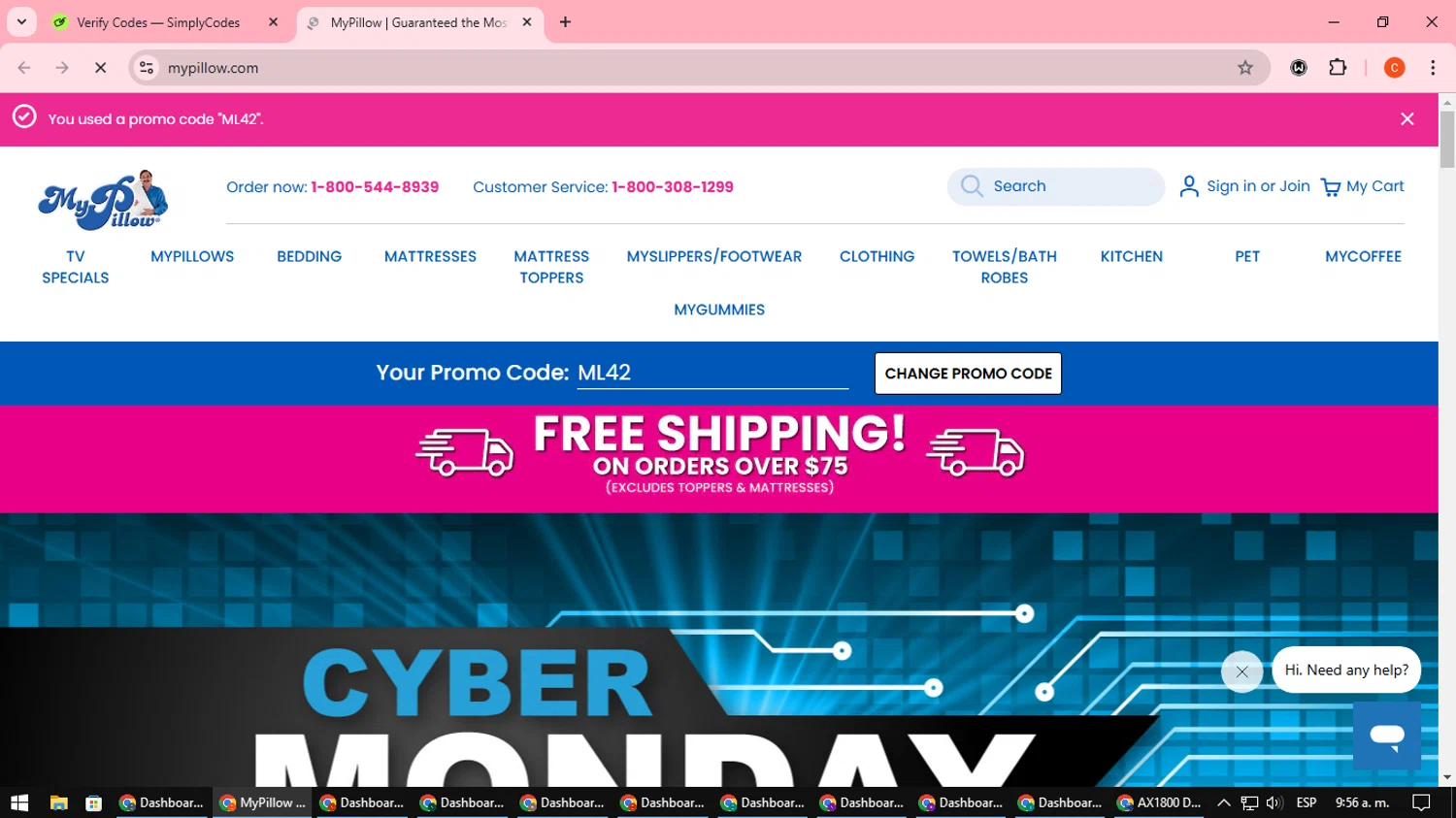 where to use My Pillow promo code box