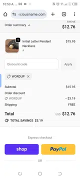 WORDUP coupon verification screenshot