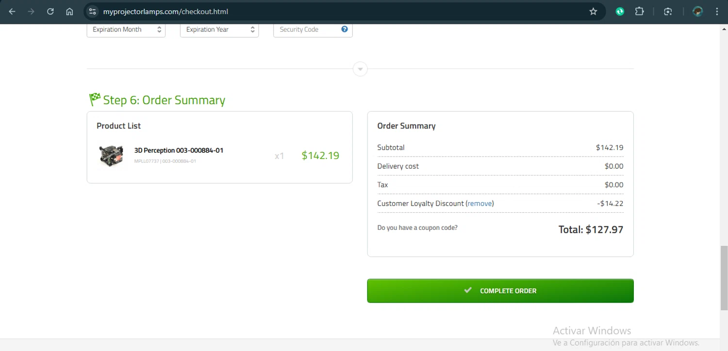 My Projector Lamps coupon code screenshot showing code SAVE10 applied at My Projector Lamps checkout page. Uploaded by SimplyCodes community member xAngel on Jan 28, 2025