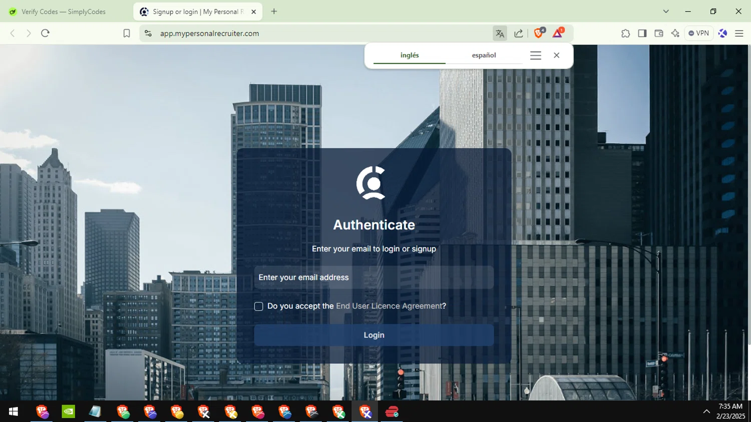 My Personal Recruiter promo code screenshot showing code FIVEOFF applied at My Personal Recruiter checkout page. Uploaded by SimplyCodes community member Avio_21 on Feb 23, 2025