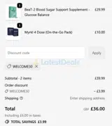 WELCOME30 coupon verification screenshot