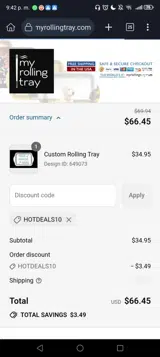 HOTDEALS10 coupon verification screenshot