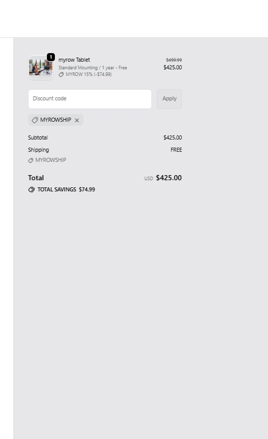 myrow promo code screenshot showing code MYROWSHIP applied at myrow checkout page. Uploaded by SimplyCodes community member BrilliantRanger2465 on Sep 25, 2025