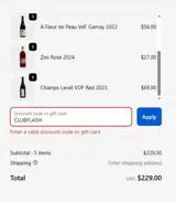 MYSA Natural Wine coupon verification screenshot