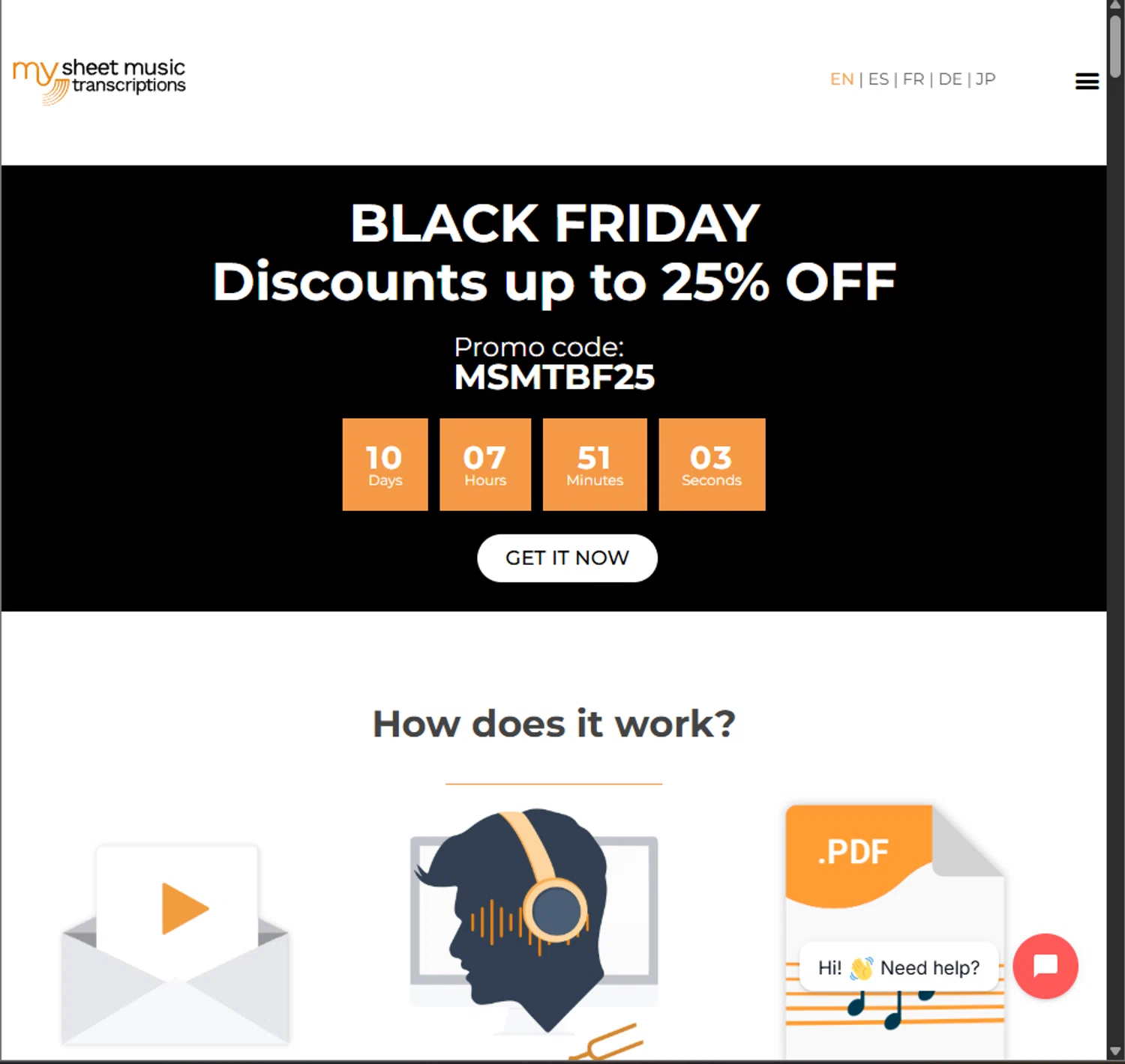 My Sheet Music Transcriptions promo code screenshot showing code MSMTBF25 applied at My Sheet Music Transcriptions checkout page. Uploaded by SimplyCodes community member PillarsofCreation on Nov 25, 2025