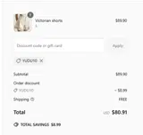YUDU10 coupon verification screenshot